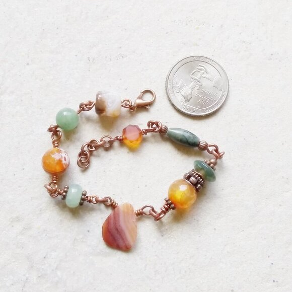 Festival Bracelet - Unique & Handmade! Colorful Semi-Precious Stones Boho Gypsy - Picture 8 of 10